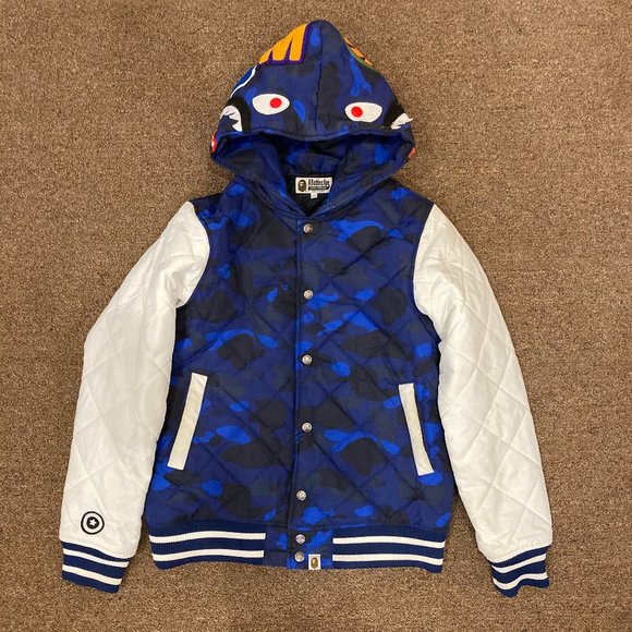 bape jacket blue camo